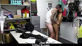 Strict Security Officer Shows No Mercy To Thieving Babe In Office Striptease