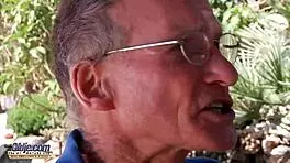 Beautiful teen sucks grandpa outdoor then gets pounded deep