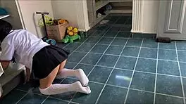 Perverted Stepdad Nails Schoolgirl Stepdaughter in Kitchen!