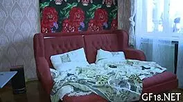 perverted guy with glasses grips tight during rough homemade action.