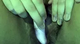 Curious first-time exploration with dildo and toys in lingerie