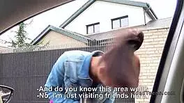 teen with beautiful tits gets banged outdoors in pov, sucking big cock hard