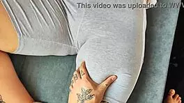 Wow, adoring that tight pussy through leggings!