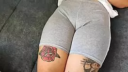 Wow, adoring that tight pussy through leggings!