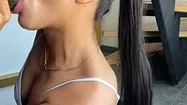 Latina brunette gets face fucked by monster cock