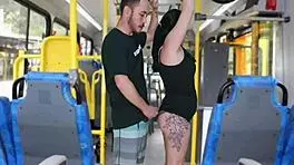 omg, this creepy old guy flashes his monster cock and cums on a brunette in public bus! 😱