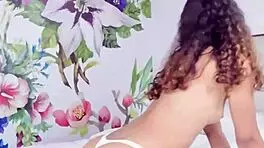 Young girl rubs pussy on pillow