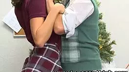 InnocentHigh Holiday Special! Hot teen Sadie Holmes bangs a nerd in classroom chaos! 😍