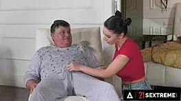 21 sextreme - busty housekeeper nelly kent handles old man's cock