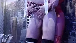 excited couple spied having tight asian handjob in furniture store.