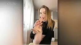 girlfriend with perfect body sucks big dick while touching herself