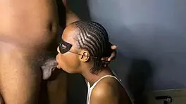 Wow, That Pretty Petite Black Neighbor Surprisingly Gives An Amazing Blowjob And Spits!