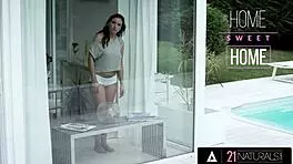 sexy brunette azure angel gets hot cum in mouth after sensual fuck