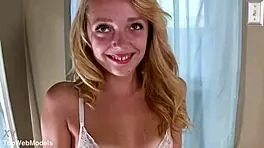 ally winters gives pov blowjob to huge cock and swallows cum