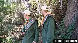 why is this stuck teen 18+ getting freeused in the woods with big cocks?