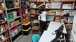 Dirty Shoplifter Teen 18+ Fucks Officer Hard to Avoid Prison in Office Encounter