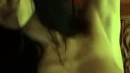 teen katie fey, busty brunette, teases topless by the door with piercing