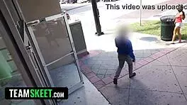 tiny 18+ shoplifter caught stripping at work