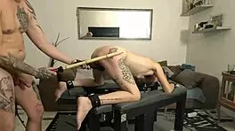 submissive teen controlled orgasms on punishment bench with dirty talk