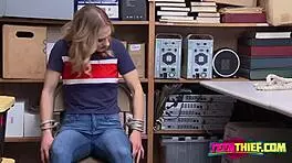 Hot thief fucks security guard!