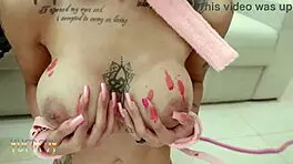 Eva Perez Dominates Candy Scott in Intense Orgy with Double Penetration and Cum Swallowing by Four Big Cocks