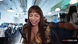 I sneakily bang the waitress hard in the restaurant until we’re caught