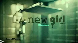 Aspiring teen model prepares for casting shower