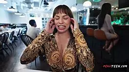 I sneakily bang the waitress hard in the restaurant until we’re caught