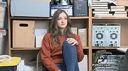 Beautiful tattooed brunette got caught with cock in the office 😏