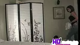 Sweet brunette babe shows cameltoe in tight bikini while masturbating