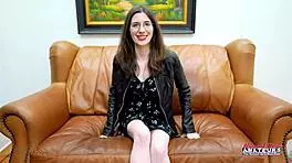 In this POV scene, nerdy brunette Hazel O'Connor DEEP FINGERS her shaved pussy and GIVES a BJ.