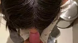 Yo, this 18-year-old Asian girl gave me a huge cumshot in a public restroom
