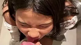Yo, this 18-year-old Asian girl gave me a huge cumshot in a public restroom