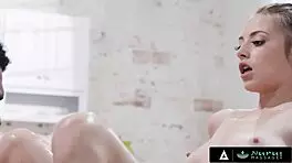 Kyler Quinn's oily nuru massage turns into deepthroat and missionary sex