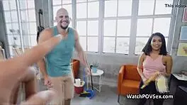 Perky Exotic Asian Maid Rides Massive Cock for Extra Cash in POV