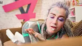 Dreadlocks hippie pornstar gives sloppy blowjob and anal ride on big cock in doggystyle with sneakers 😈