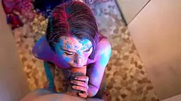 hey, watch this pov blowjob with a brunette petite in athens shower, big monster cock action 😏💦