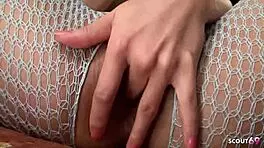 japanese teen model performs in fishnet at casting