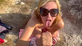 i'm givin' a wild blowjob in the mountains, chokin' on it hard