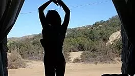 petite brunette teen dances and strips slowly