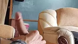 masturbating my cock in the living room 😈