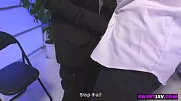 the japanese police lady gives a steamy blowjob to young 18+ suspect