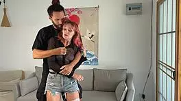 fingering her tight pussy while tied up!