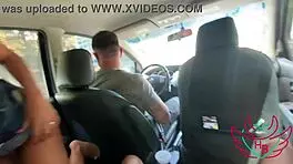 Mom Sucks Step-Son While Husband Drives In Car With Brunette Teen