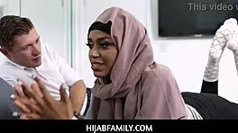 Hijabfamily's tiny muslim ebony teen 18+ Milu Blaze in hijab fucks her stepbrother passionately
