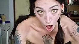 Skinny Petite Amateur Squirts in Cowgirl Sex with Tattoos