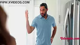 Playing house with step daddy has gone too far, intense taboo action in the kitchen