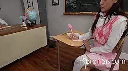 Teacher and Student Sibling Threesome Gets Naughty