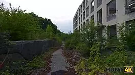 Sexy Russian brunette cheats on boyfriend with stranger in public