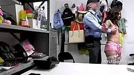 Cop fucked flat-chested brunette milf in the ass for stealing right on the street